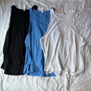 Zella Black Blue White Sleeveless Tank Tops Racerback Relaxed Fit